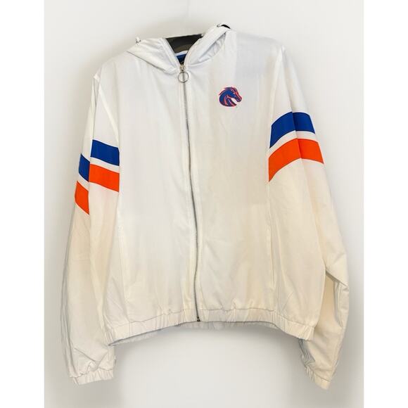 Boise State Broncos Jacket Unisex XL White Mascot Track Windbreaker Full Zip - Picture 1 of 7
